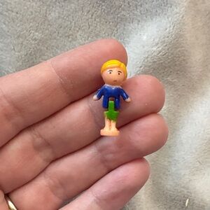 Polly Pocket Doll Blond Boy With a Blue Sweater, Green Shorts